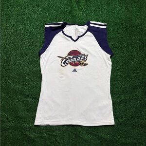 Adidas Cavaliers White and Navy Sleeveless V-Neck Shirt